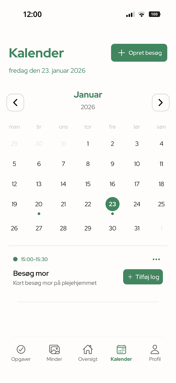 Aldra App — Kalender