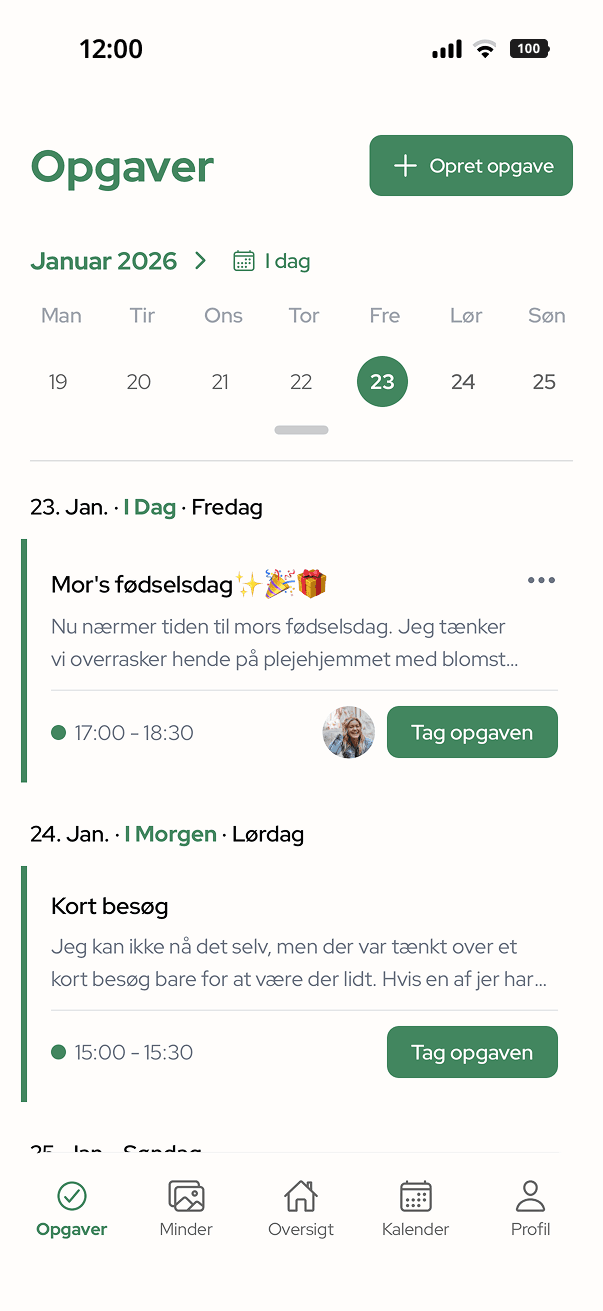 Aldra App — Opgaver